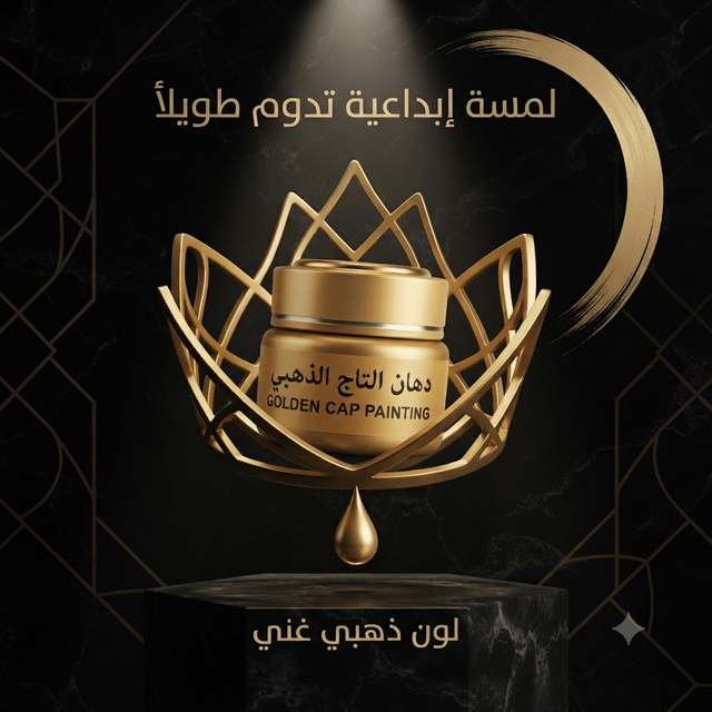 جرة دهان التاج الذهبي داخل مجسم تاج ذهبي.