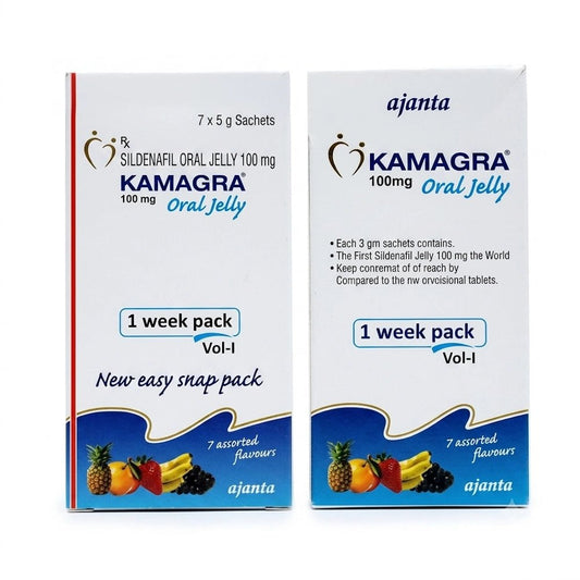 Kamagra Oral Jelly 100mg - 7 Assorted Flavors Weekly Pack - AsrarHawa